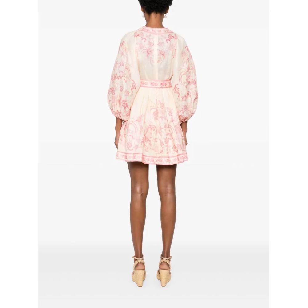 NEW ZIMMERMANN lucky plunge mini dress in cream/pink floral - Picture 3 of 5